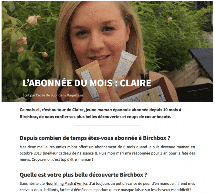 Abonne du mois Birchbox