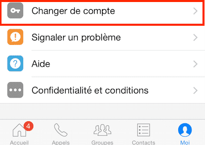 Changement de compte Messenger