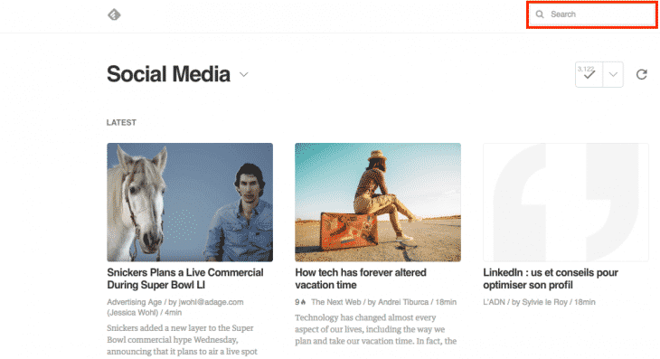 Recherche Feedly