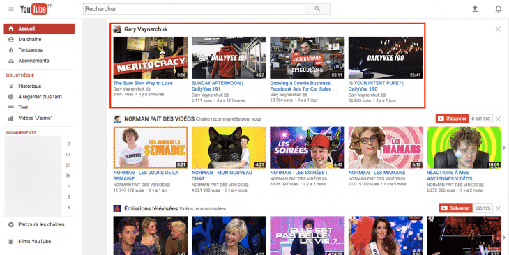 Accueil Youtube