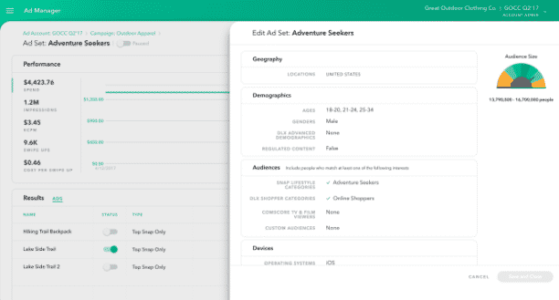 Ads Manager Snapchat 1