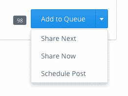 Options de partage Buffer