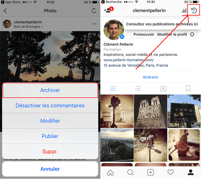 Archivage photo Instagram