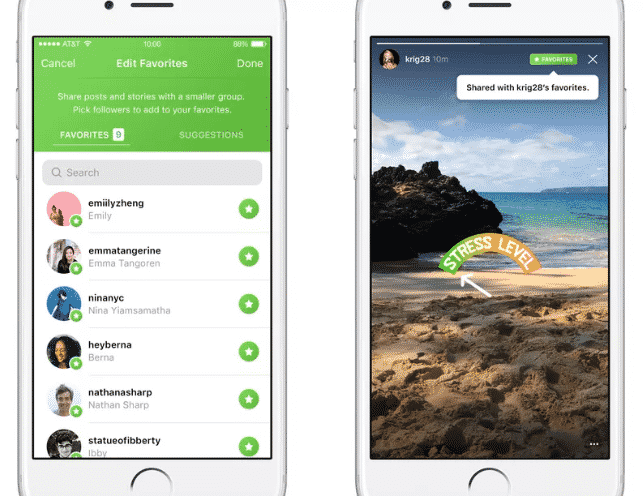 Test des favoris sur Instagram
