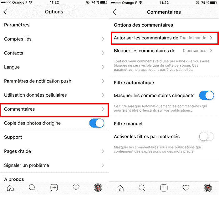 Gestion des commentaires Instagram
