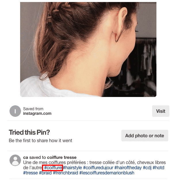 Hashtags Pinterest